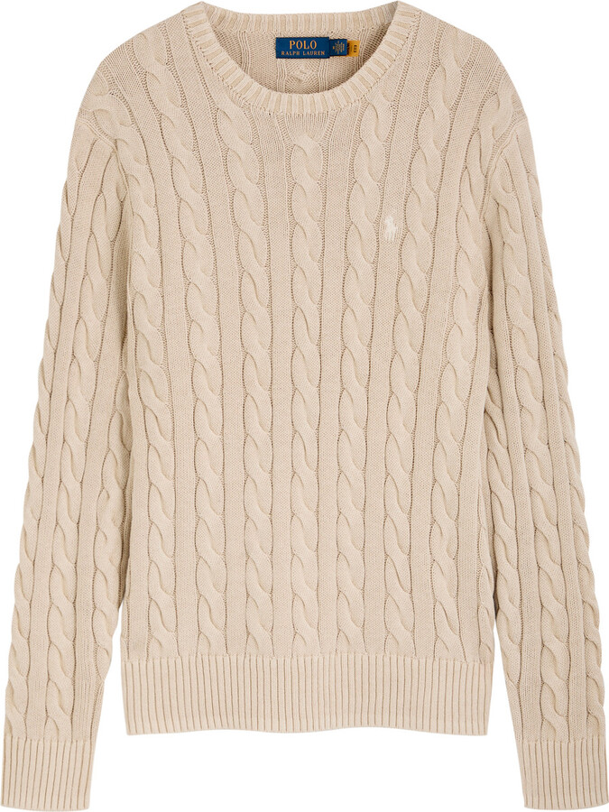 Polo Ralph Lauren Logo-embroidered Cable-knit Cotton Jumper