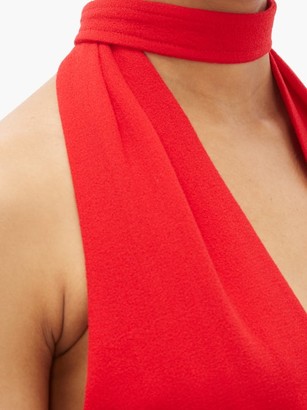 Roland Mouret Katana Halterneck Wool-crepe Dress - Red