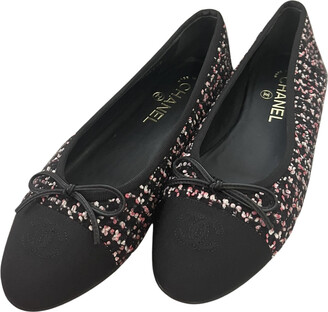 Pre-owned Chanel Pink Tweed Ballet Flats