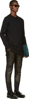 Thumbnail for your product : John Lawrence Sullivan Black Overlong Matte Zip Sweatshirt
