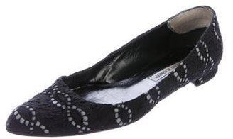 Manolo Blahnik Embroidered Pointed-Toe Flats