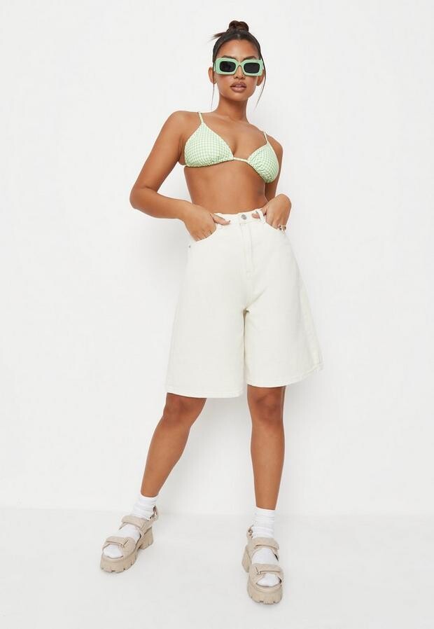 white denim boyfriend shorts