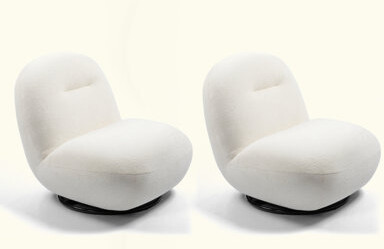 Mercer41 Luxury Modern Swivel Accent Chair, Tight Back Ice Flower Velvet Sofa Chair, Minimalist Style Comfy Single Cloud Chair Armless Cozy Chair For Living Ro