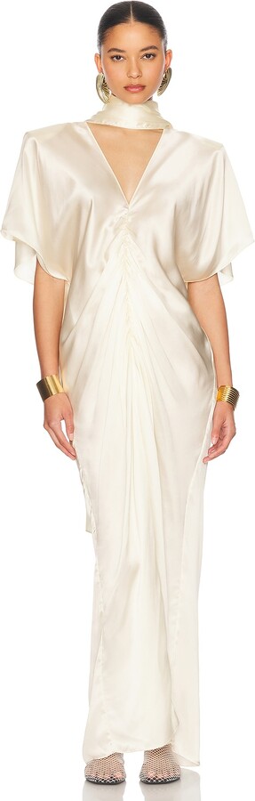 Helsa The Demeter Dress in Silk Lyocell in Cream
