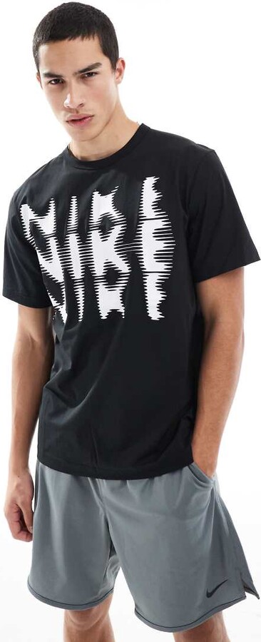 Nike Training blurred swoosh graphic T-shirt in black
