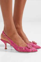 Thumbnail for your product : Dolce & Gabbana Satin-trimmed Crystal-embellished Corded Lace Slingback Pumps