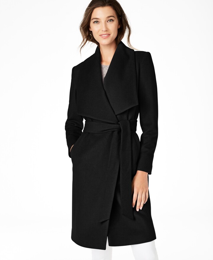 petite wrap wool coat