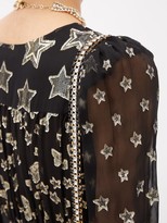 Thumbnail for your product : LoveShackFancy Cyrena V-neck Metallic-star Silk-blend Crepe Dress - Black Print