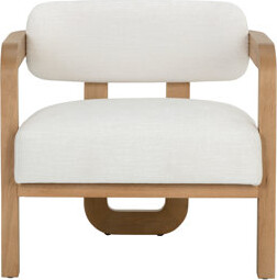 Hokku Designs Outten LOUNGE CHAIR - RUSTIC OAK - HEATHER IVORY TWEED - Cream