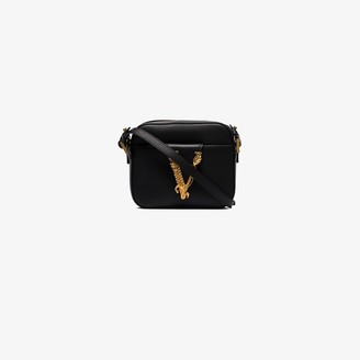 Versace black Virtus leather cross body bag