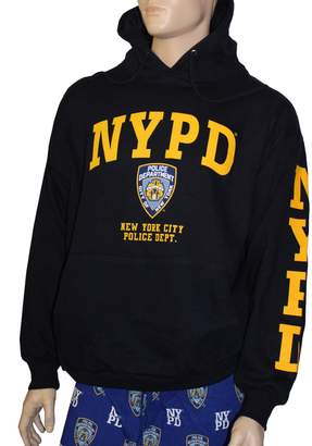 Factory NYC NYPD Hoodie Yellow Sleeve Print Sweatshirt Blue