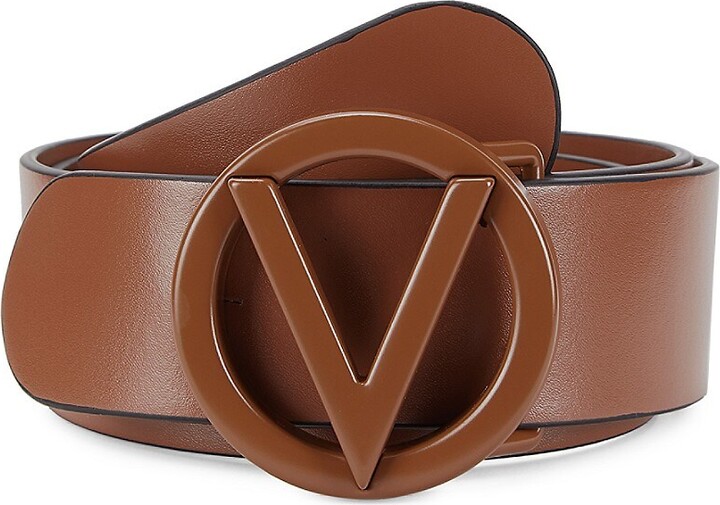 Valentino by Mario Valentino Circular Logo Buckle Leather Belt - ShopStyle