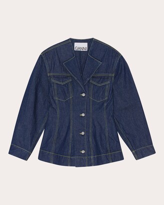 Ganni Rinse Denim Fitted Blazer - ShopStyle