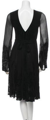 Jean Paul Gaultier Velvet-Accented Long Sleeve Dress