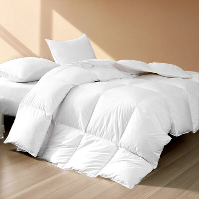 Latitude Run Soft and Fluffy 100% Organic Cotton Feathers Down Comforter All-Season Duvet Insert