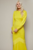 Thumbnail for your product : Little Mistress Betty Yellow Lace Trim Fishtail Maxi Dress