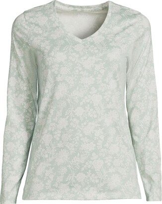 Lands' End Women's Relaxed Supima Cotton Long Sleeve V-Neck T-Shirt -  ShopStyle Tops