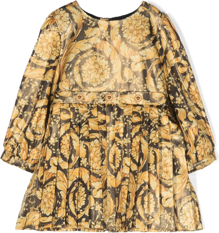Versace Children Barocco-print long-sleeve midi dress