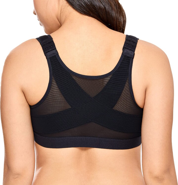 MELENECA Women's Minimizer Bra Full Coverage Plus Size Underwire Lace  Comfort Cushion Strap Black 34B : : Fashion