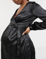 Thumbnail for your product : Mama Licious Mamalicious Maternity wrap midi dress in black
