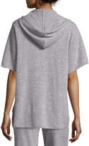 Thumbnail for your product : Neiman Marcus Cashmere Short-Sleeve Zip-Front Hoodie