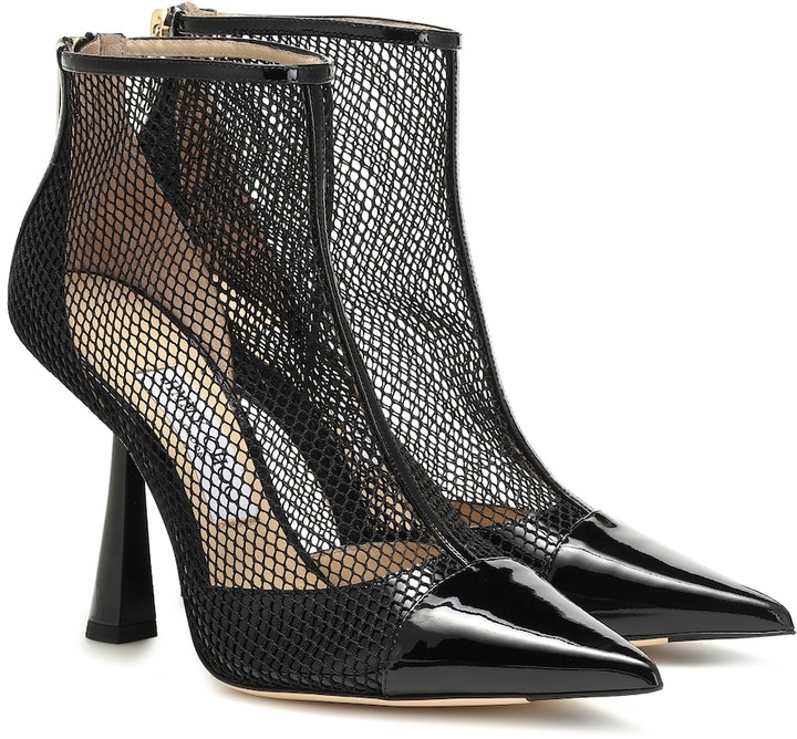 black mesh ankle boots