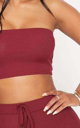 PrettyLittleThing Shape Charcoal Ribbed Bandeau Crop Top