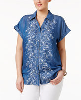 Thumbnail for your product : Style&Co. Style & Co Plus Size Denim Embroidered Shirt, Created for Macy's