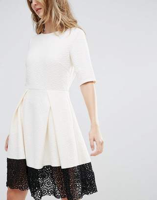 Traffic People Trafffic People 3/4 Sleeve Skater Dress With Lace Insert