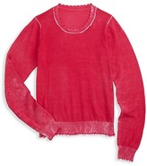 Thumbnail for your product : Minnie Rose Girl's Reversed Frayed Crewneck Sweater