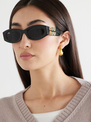 【MIU MIU】Glimpse Sunglasses BLACK Miu Miu Eyewear Miu Glimpse oval-frame Sunglasses | Black