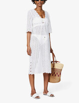 Thumbnail for your product : Tory Burch Semi-sheer broderie-anglaise cotton midi dress