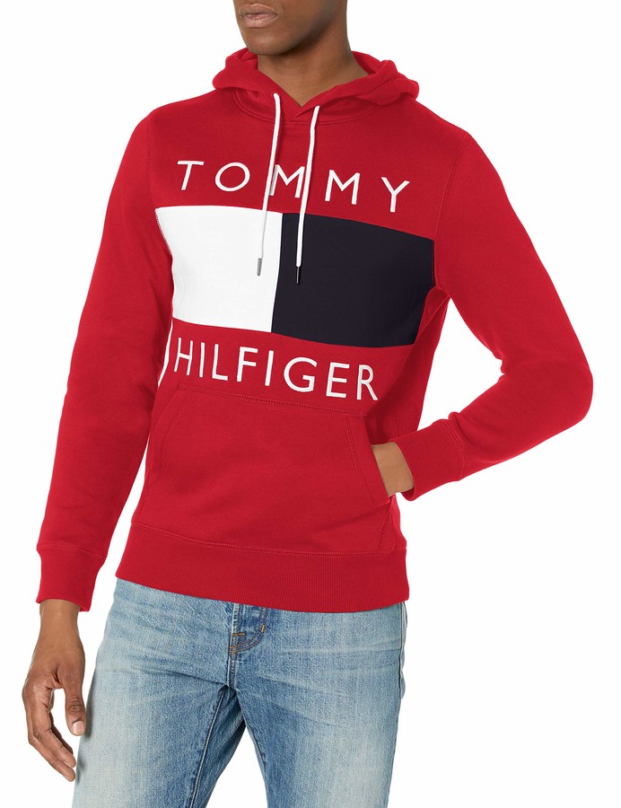 Red tommy hilfiger hoodies Clearance