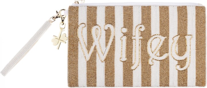 Neutrals / Gold Laines London Wedding Edit Gold & Cream Wifey Hand Beaded Clutch