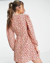Thumbnail for your product : Glamorous wrap mini dress in red floral print