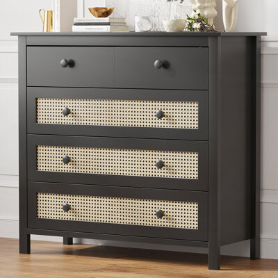 Bay Isle Home Modern Wooden Sideboard Buffet Cabinet with 4 Drawers, Natural Finish for Versatile Home Storage and Decor