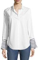 Thumbnail for your product : Equipment Button-Front Striped-Back Poplin Shirt