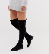 Thumbnail for your product : Raid Wide Fit Leyana black flat over the knee boots
