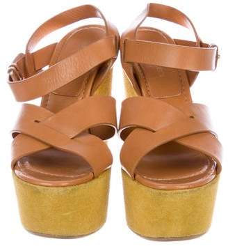Sergio Rossi Suede Ankle Strap Wedges