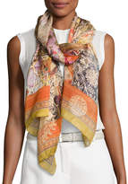 Thumbnail for your product : Ferragamo Oro Silk Satin Patchwork Scarf