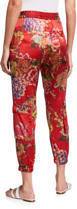 Johnny Was Lodi Floral Stretch Silk Cargo Pants