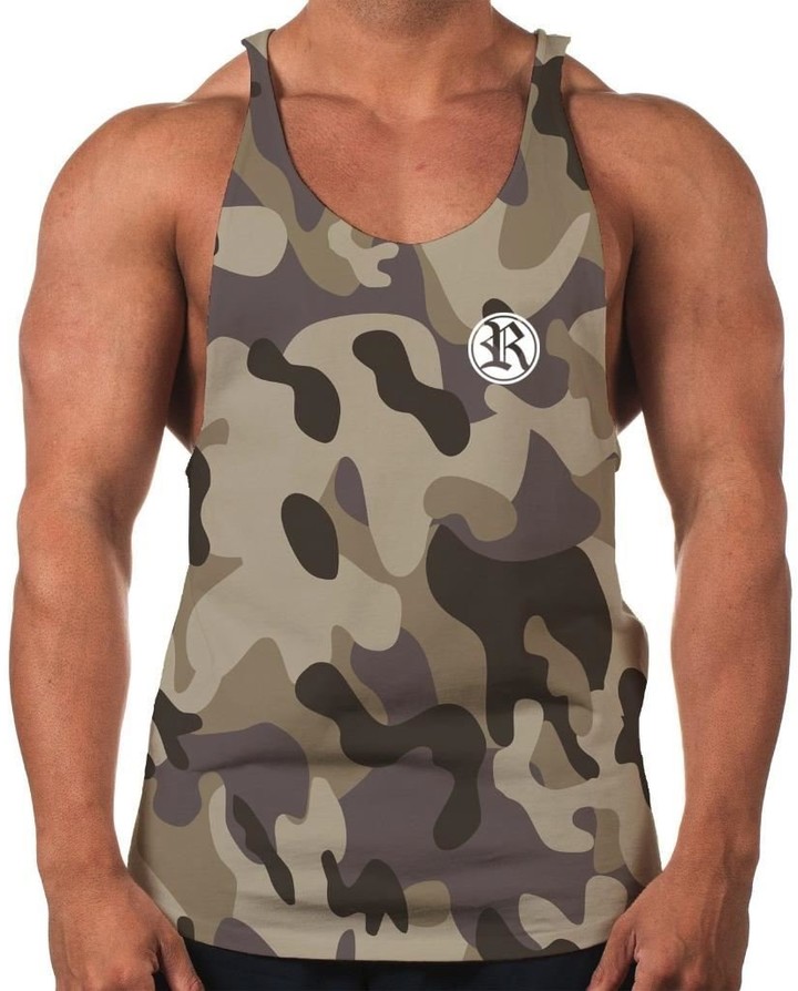 Bang Tidy Clothing Rich in Paradise Army Camouflage Gym Workout Racer ...