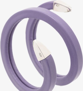 Bottega Veneta Purple And Sterling Silver Wrapped Leather Cuff Bracelet