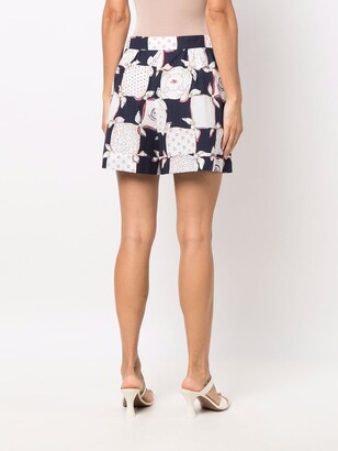 Boutique Moschino Scarf-Print High-Waisted Shorts