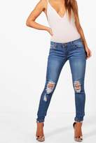 Thumbnail for your product : boohoo Petite Distressed Rip Knee Skinny Jean