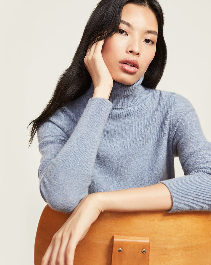 pale blue turtleneck