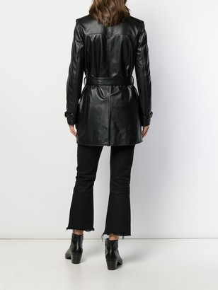 Saint Laurent Double-Breasted Leather Coat