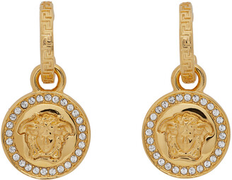 Versace Gold Diamond Medusa Earrings - ShopStyle