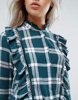 Thumbnail for your product : Noisy May Petite Check Shirt With Ruffle Detail