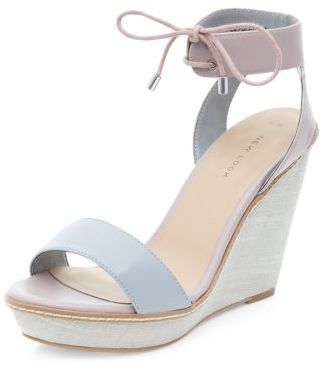 New Look Grey Lace Up Ankle Strap Wedges